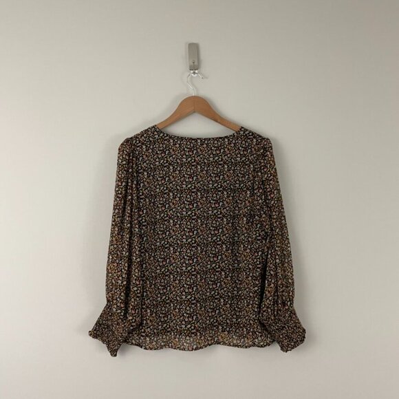 Madewell Georgette Smocked-Cuff Button-Front Shirt in Folktale Paisley Size 12 - Picture 2 of 6